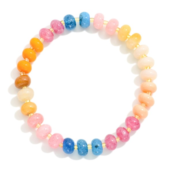 Candy Stone Beaded Stretch Bracelet 

- Approximately 2.5" D