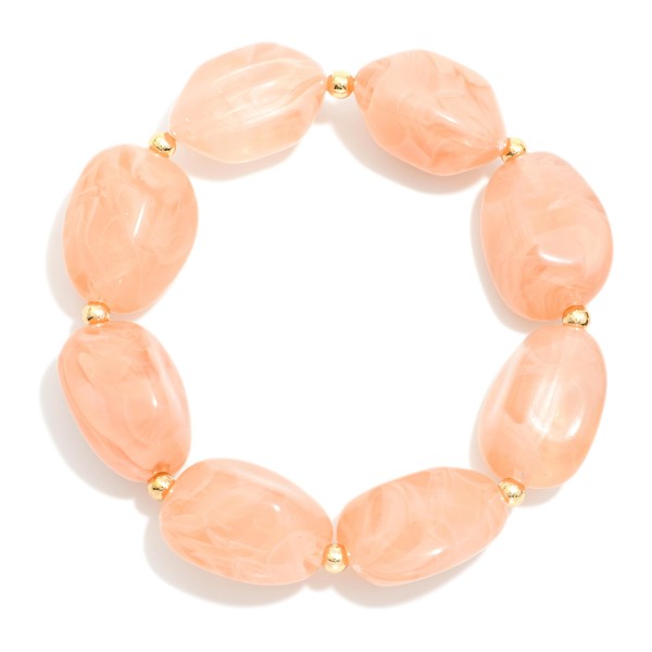 Marbled Acetate Pebble Beaded Stretch Bracelet 

- Approximately 2.5" D