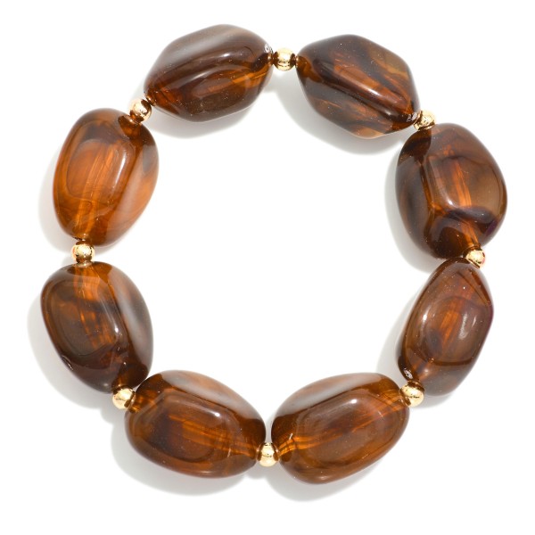 Marbled Acetate Pebble Beaded Stretch Bracelet 

- Approximately 2.5" D