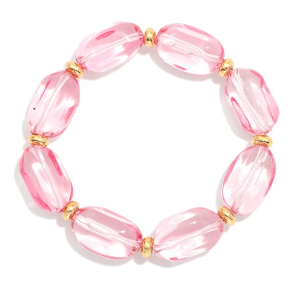 Translucent Oval Acetate Bead Stretch Bracelet 

- Approximately 2.5" D