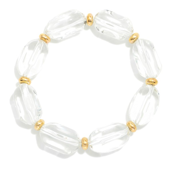 Translucent Oval Acetate Bead Stretch Bracelet 

- Approximately 2.5" D