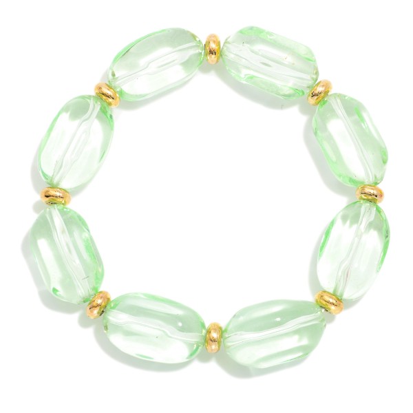 Translucent Oval Acetate Bead Stretch Bracelet 

- Approximately 2.5" D