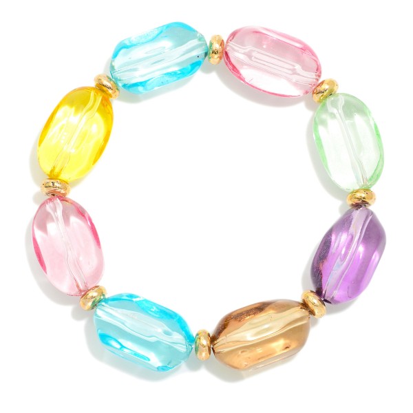 Translucent Oval Acetate Bead Stretch Bracelet 

- Approximately 2.5" D