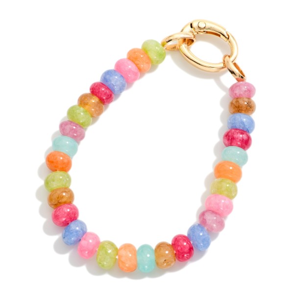 Beaded Stretch Bracelet Featuring Candy Beads And Lobster Clasp

- Approximately 3" D
