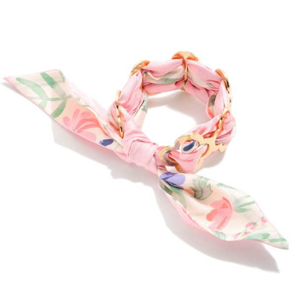 Metal Tone Clover Woven Bandana Bracelet 

- Approximately 2.5" D 
