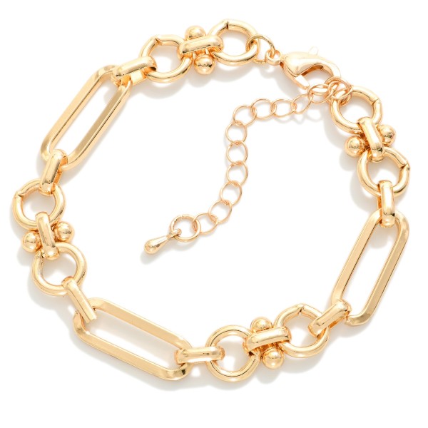 Chain Link Bracelet Featuring Hoop And Paperclip Chain Links 

- Approximately 3" D 
- Extender 2" L 