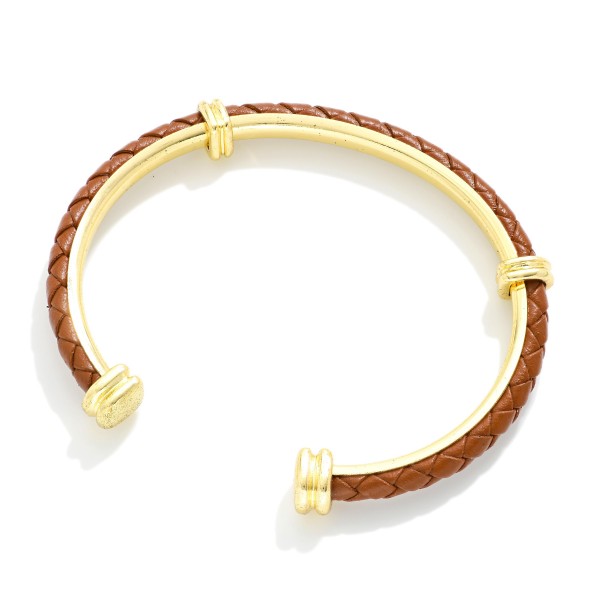 Braided Leather Bangle Cuff Bracelet 

- Approximately 2.5" D