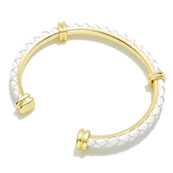 Braided Leather Bangle Cuff Bracelet 

- Approximately 2.5" D