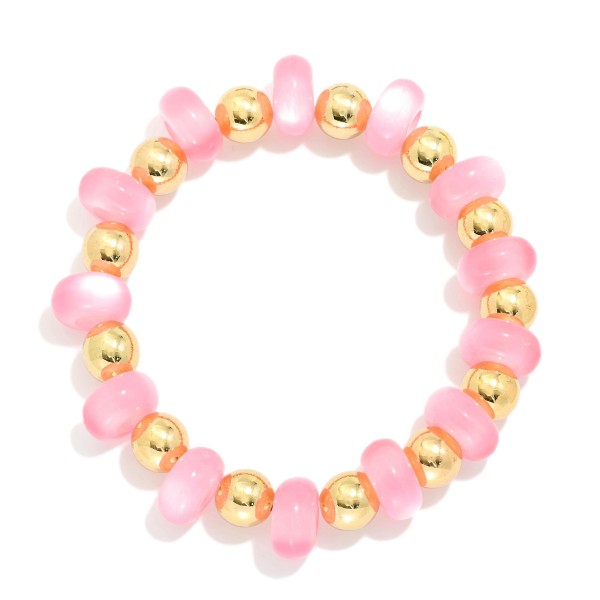 Acetate & Metal Tone Bead Beaded Bracelet 

- Approximately 2.5" D