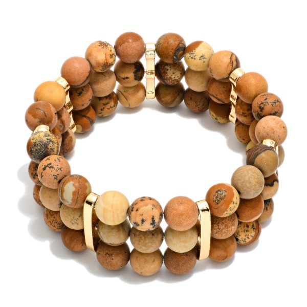 Layered Stone Beaded Stretch Bracelet 

- Approximately 3.25" D