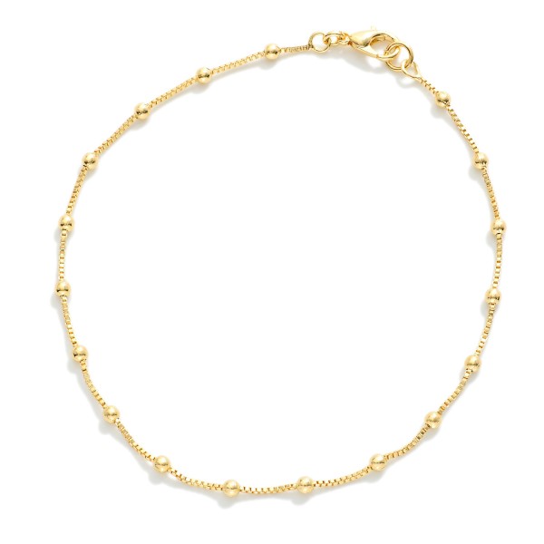 Box Chain Bracelet With Metal Tone Ball Stations 

- Gold Filled
- Approximately 3.25" D