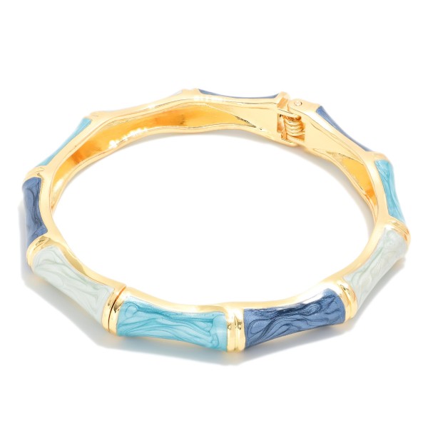 Marbled Enamel Bamboo Hinged Bangle Bracelet 

- Approximately 2.5" D