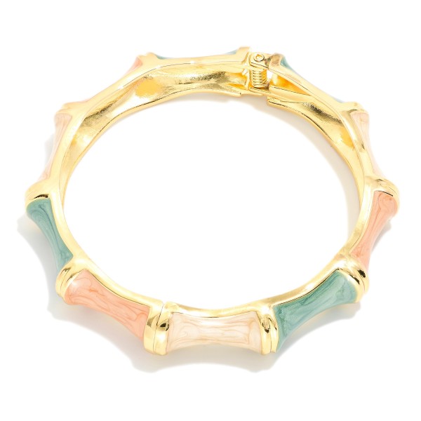 Marbled Enamel Bamboo Hinged Bangle Bracelet 

- Approximately 2.5" D