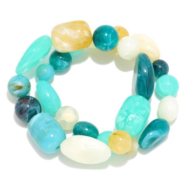 Set Of Two Acetate Stone Beaded Stretch Bracelets

- Approximately 2.5" D