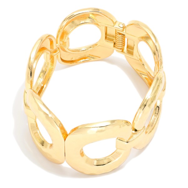Hammered Metal Linked Hoops Hinged Bangle Bracelet 

- Approximately 2.5" D