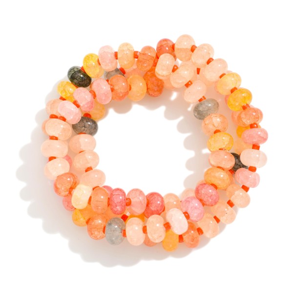 Set of Three Cracked Stone Beaded Stretch Bracelets 

- Approximately 2.5" D