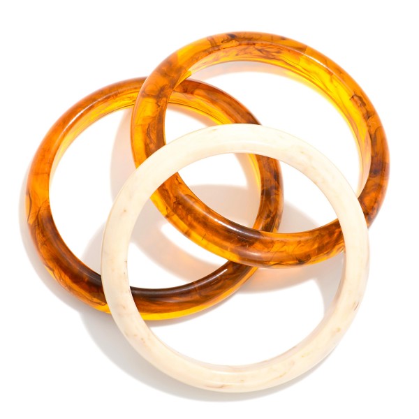 Set Of Two Marbled Acetate Bangle Bracelets 

- Approximately 2.5" D