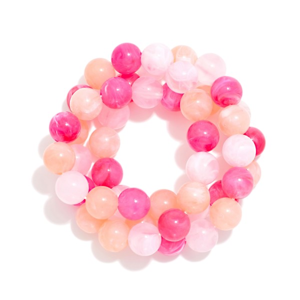 Set Of Three Marbled Acetate Beaded Bracelets 

- Approximately 2.5" D
