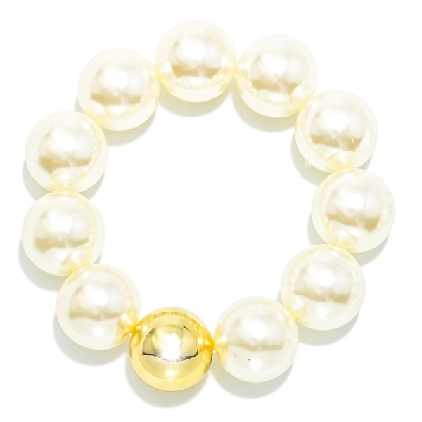 Marbled Acetate Beaded Stretch Bracelets Featuring Metal Tone 

- Approximately 3" D
