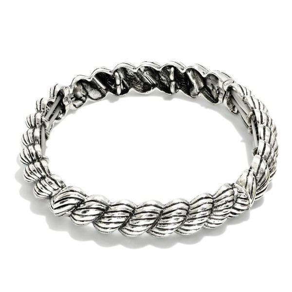 Twisted Metal Tone Bangle Stretch Bracelet 

- Approximately 2.5" D 