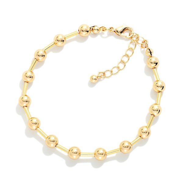Metal Ball & Tube Bead Beaded Bracelet 

- Approximately 3" D