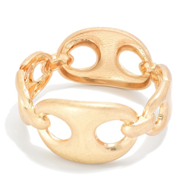 Large Metal Tone Big Nose Chain Link Hinged Bangle Bracelet 

- Approximately 2.5" D