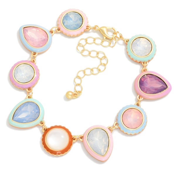 Linked Metal & Acetate Geometric Shape Bracelet 

- Approximately 2.5" D