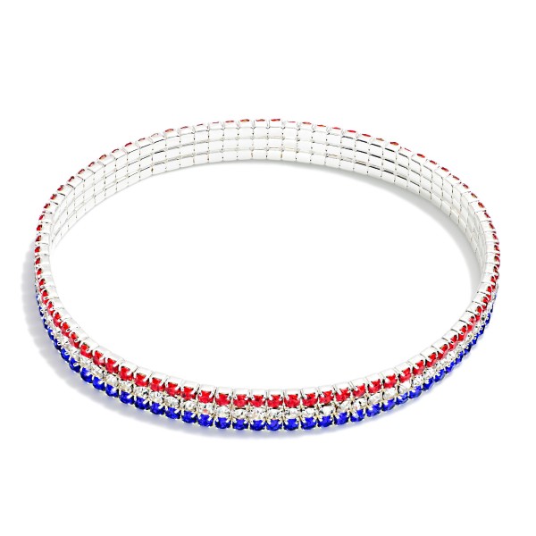 Americana Rhinestone Stretch Bracelet 

- Approximately 2.5" D