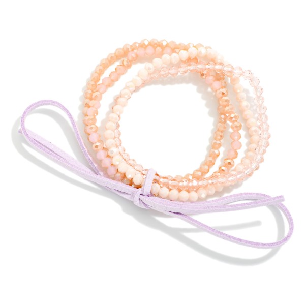 Set Of Four Faceted Bead Beaded Stretch Bracelets 

- Approximately 2.5" D