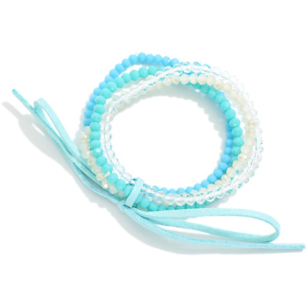Set Of Four Faceted Bead Beaded Stretch Bracelets 

- Approximately 2.5" D