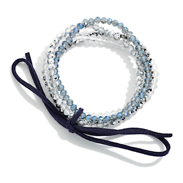 Set Of Four Faceted Bead Beaded Stretch Bracelets 

- Approximately 2.5" D