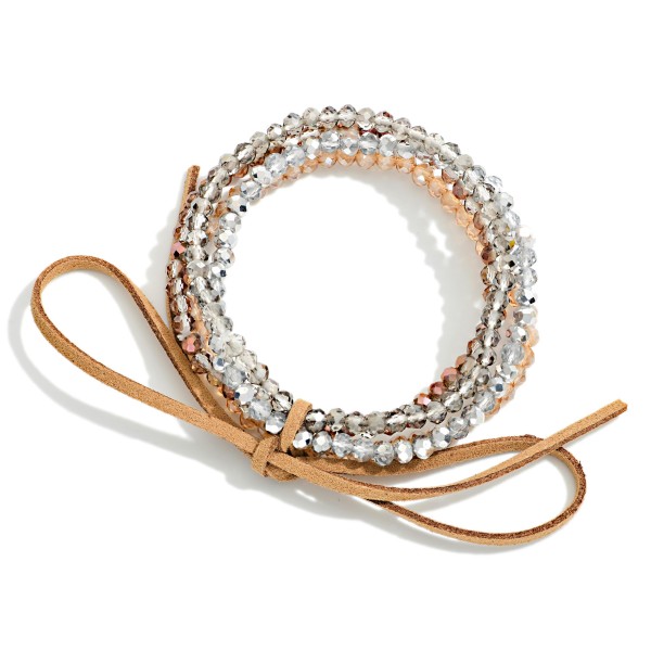 Set Of Four Faceted Bead Beaded Stretch Bracelets 

- Approximately 2.5" D