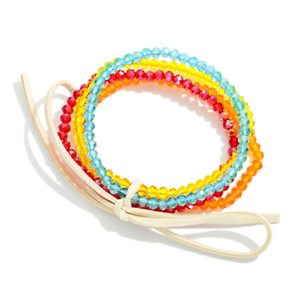 Set Of Four Faceted Bead Beaded Stretch Bracelets 

- Approximately 2.5" D