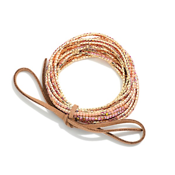 Set Of 12 Rhinestone Studded Stretch Bracelets 

- Approximately 2.5" D