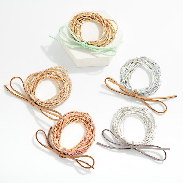 Set Of 12 Rhinestone Studded Stretch Bracelets 

- Approximately 2.5" D