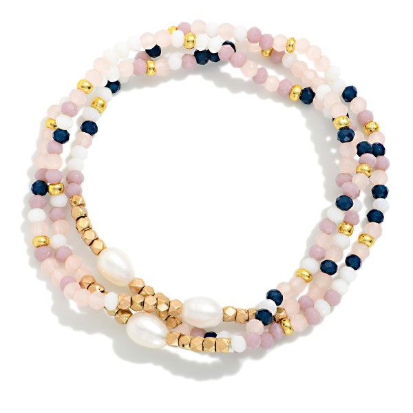 Set Of Three Faceted Beads & Pearls 

- Approximately 2.5" D