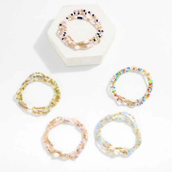 Set Of Three Faceted Beads & Pearls 

- Approximately 2.5" D