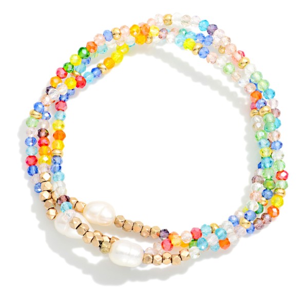 Set Of Three Faceted Beads & Pearls 

- Approximately 2.5" D