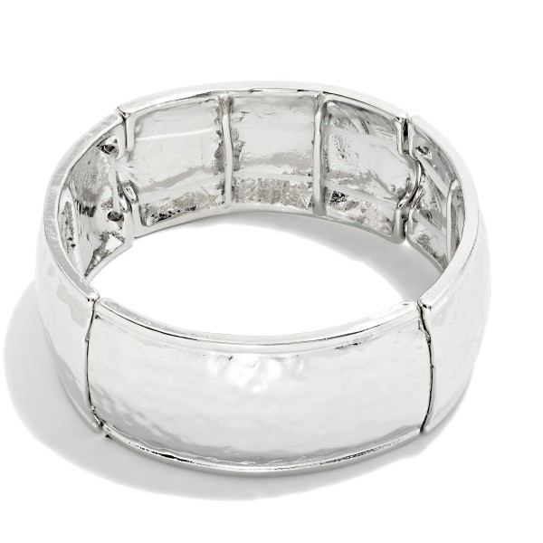 Hammered Metal Bangle Stretch Bracelet 

- Approximately 3.5" D