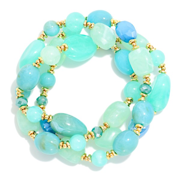 Set Of Three Acetate Bead Beaded Bracelets 

- Approximately 2.75" D