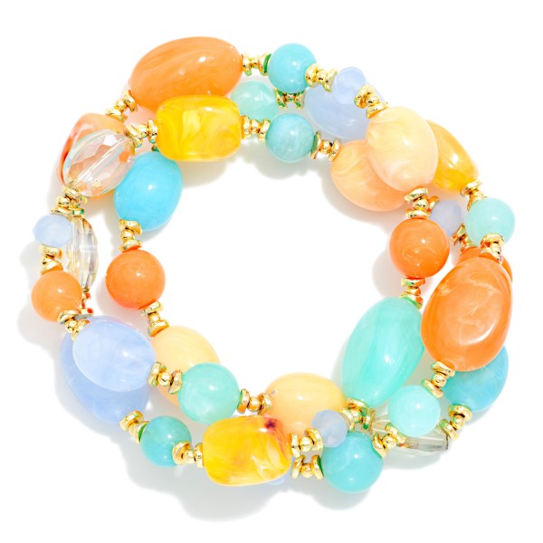 Set Of Three Acetate Bead Beaded Bracelets 

- Approximately 2.75" D