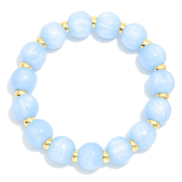Marbled Acetate Bead Beaded Stretch Bracelet 

- Approximately 2.5" D
