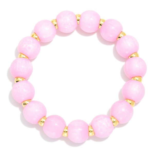 Marbled Acetate Bead Beaded Stretch Bracelet 

- Approximately 2.5" D