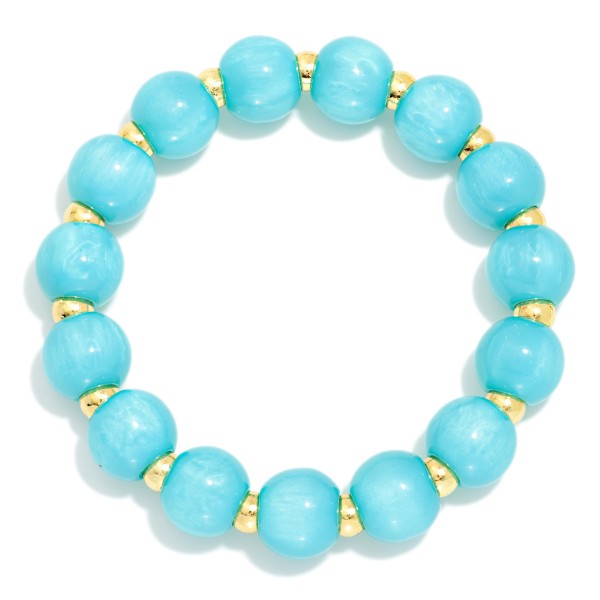 Marbled Acetate Bead Beaded Stretch Bracelet 

- Approximately 2.5" D
