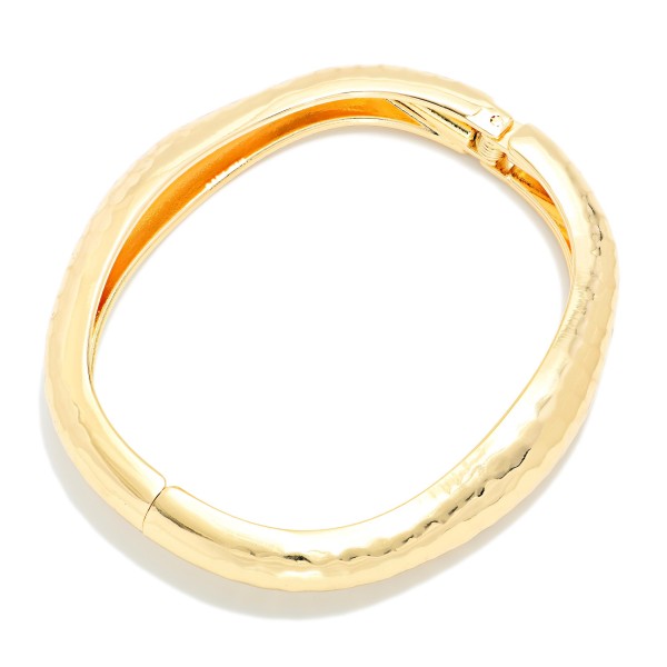 Tapered Hammered Metal Hinged Bangle Bracelet 

- Approximately 2.5" D