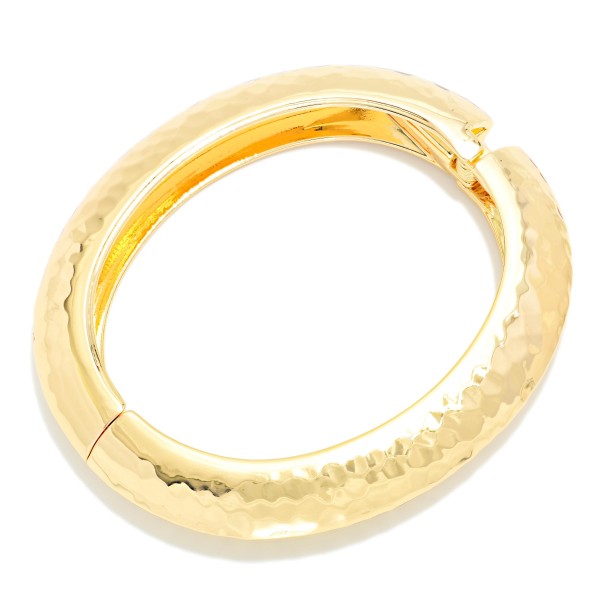 Hammered Metal Hinged Bangle Bracelet 

- Approximately 2.5" D