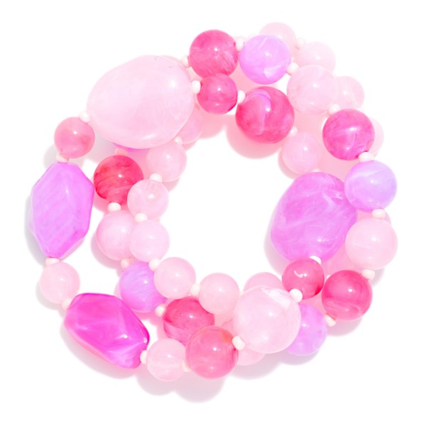 Set Of Three Marbled Acetate Bead Beaded Stretch Bracelets

- Approximately 2.5" D