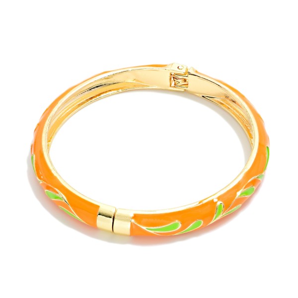 Marbled Leaf Enamel Bangle Hinged Bracelet

- Approximately 2.5" D 