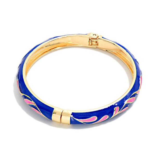 Marbled Leaf Enamel Bangle Hinged Bracelet

- Approximately 2.5" D 