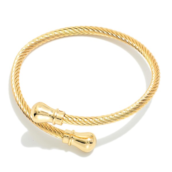 Twisted Metal Wrap Cuff Bracelet With Bulb Ends 

- Approximately 2.5" D